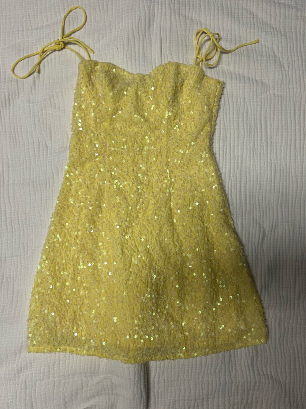 Beginning Boutique Yellow Sequin Spaghetti Strap Dress